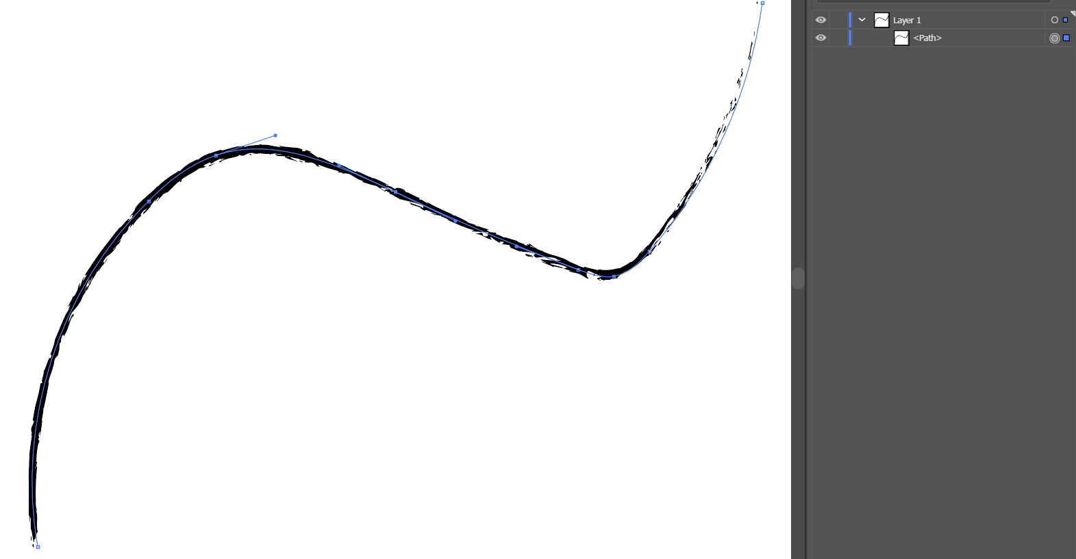 Screenshot of illustrator showing a brush with it's underlying Path Element